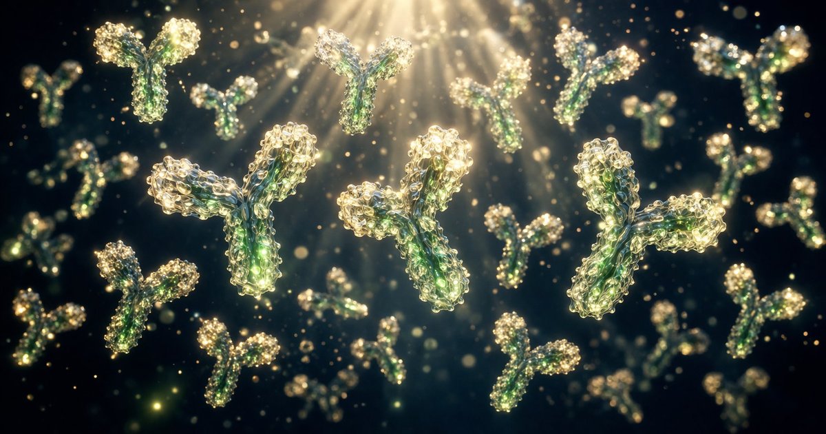 Représentation abstraite d'un réseau nerveux périphérique avec des molécules d'immunoglobulines en rendu 3D scientifique