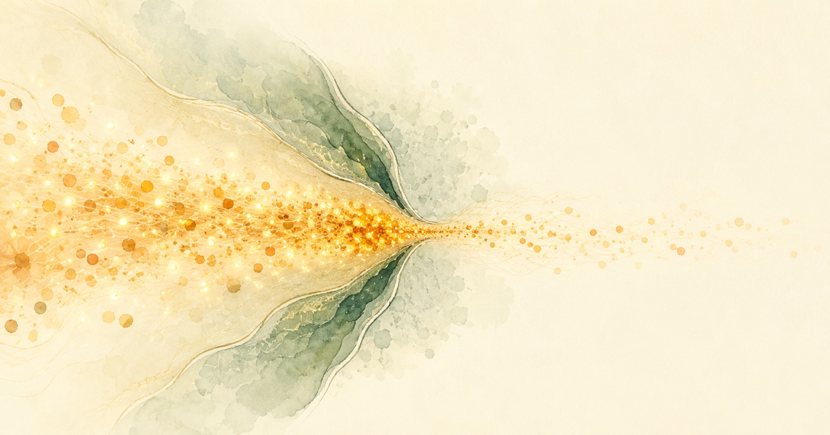 Illustration d'un flux de ressources métaboliques ralenti par un goulot d'étranglement, symbolisant un substrat devenu localement insuffisant.