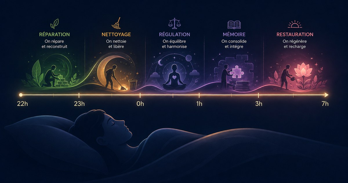 Réveil lumineux affichant 3h12 posé sur une table de nuit, dans une chambre plongée dans la pénombre bleutée