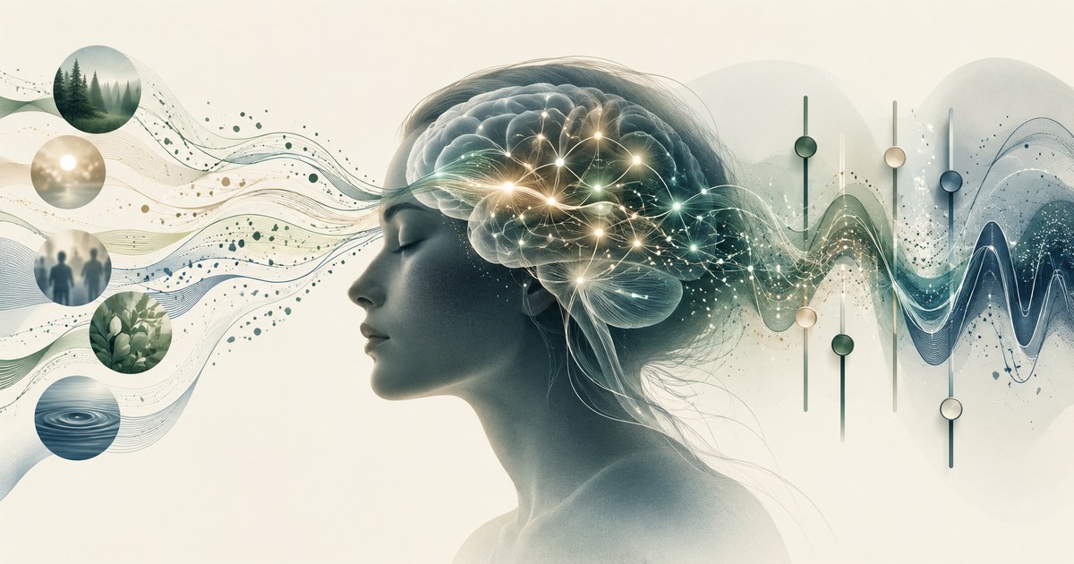 Profil de femme aux yeux fermés, cerveau lumineux relié à des ondes et à des curseurs de réglage, évoquant le réglage du gain d'un réseau