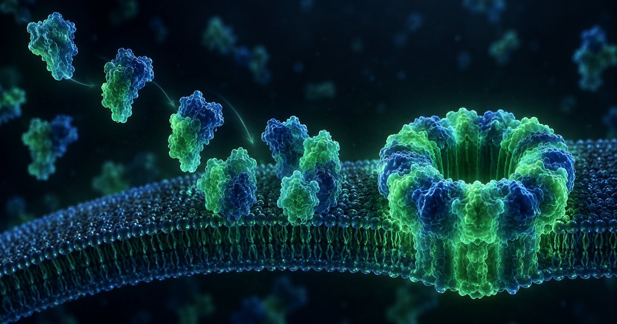 Illustration abstraite de la cascade du complément se propageant dans un vaisseau sanguin, symbolisant le lien entre immunité et coagulation dans le Covid long.