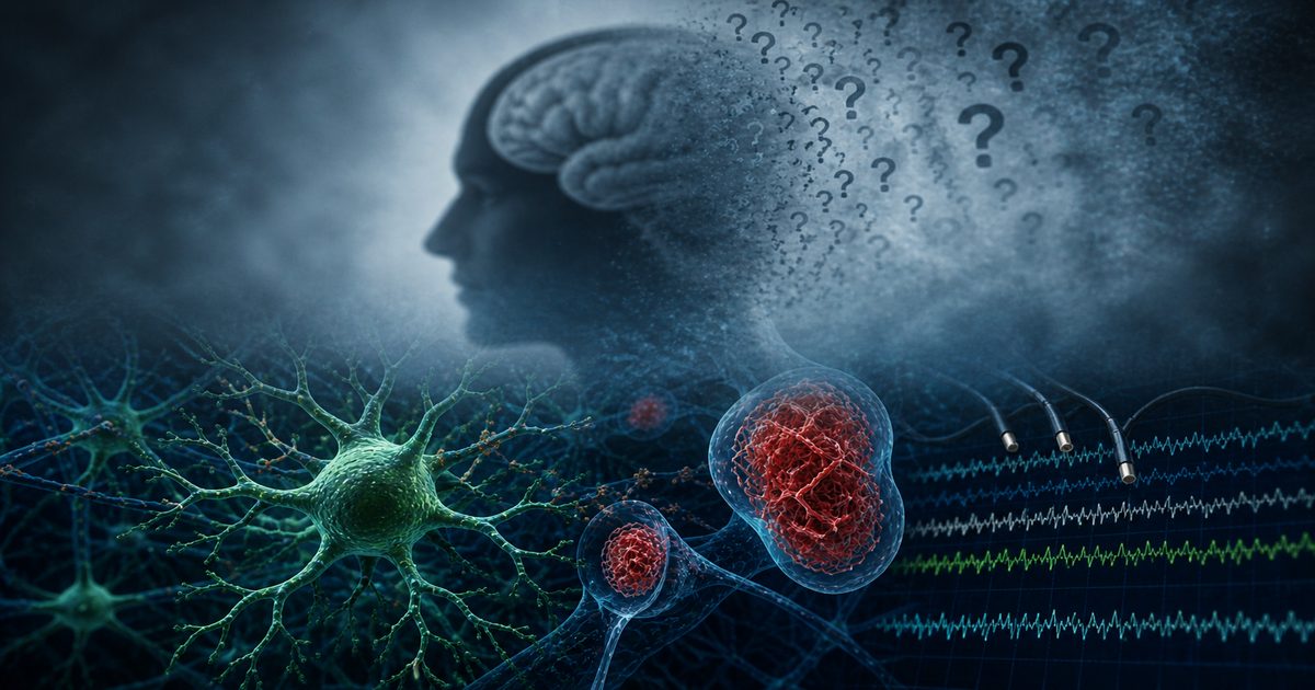 Représentation schématique des mécanismes biologiques du Covid long : persistance virale, neuroinflammation, microcaillots