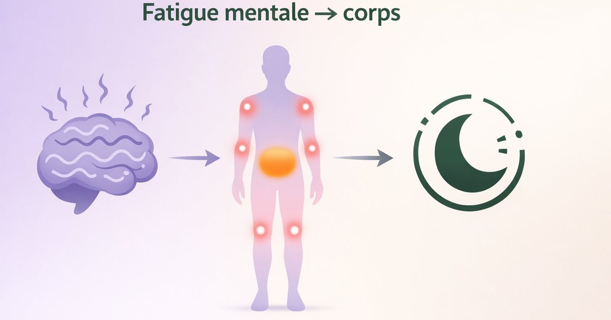Illustration de l'axe cerveau-corps et de la fatigue mentale chronique