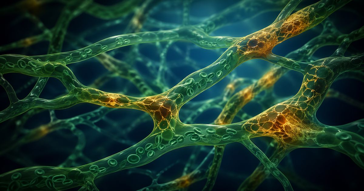 Illustration de micro-capillaires partiellement obstrués par des micro-caillots fibrino-amyloïdes