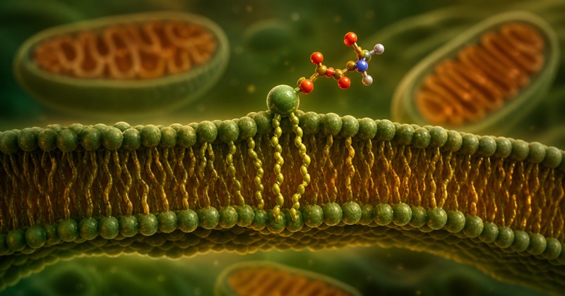 Représentation schématique des phospholipides membranaires PS et PI et leur rôle dans la signalisation cellulaire et la fatigue chronique