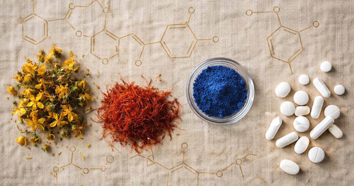 Illustration de molécules pharmacologiques et de substances naturelles en interaction