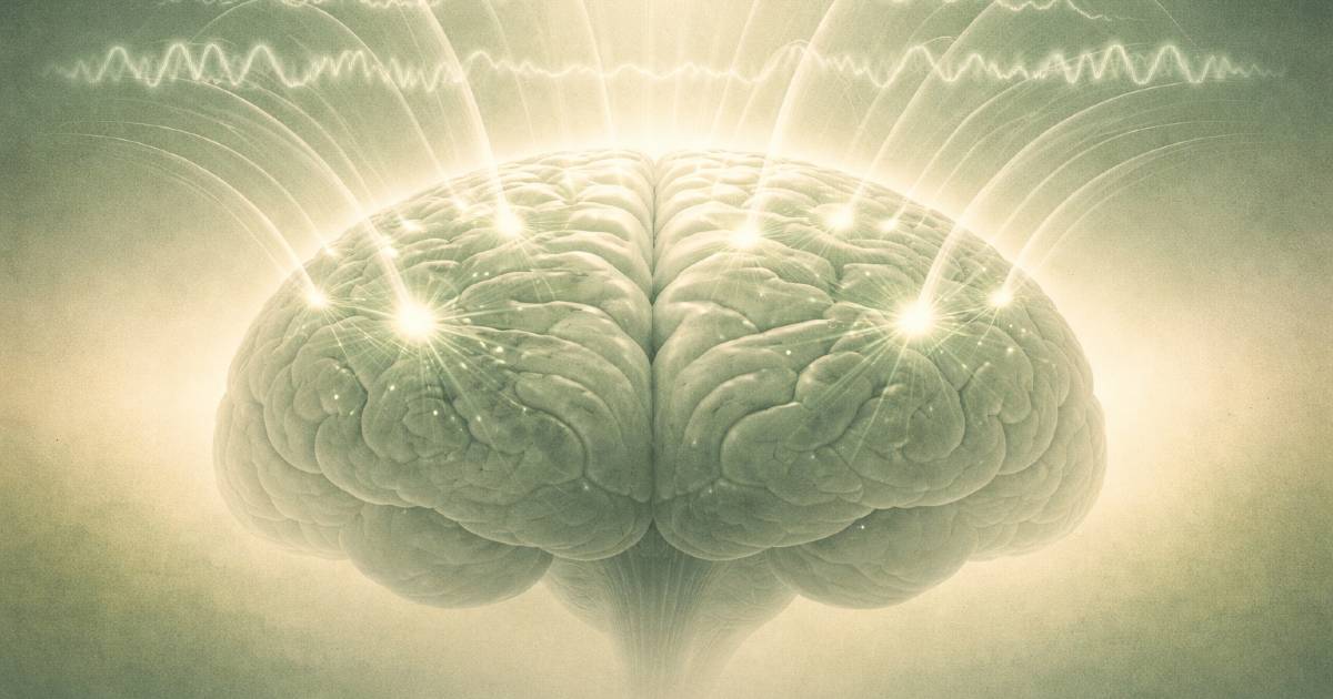 Représentation schématique de la stimulation magnétique transcrânienne — impulsions ciblant le cortex préfrontal