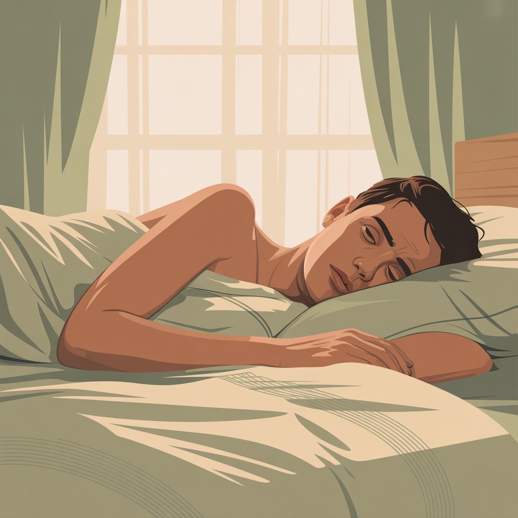 Illustration d'une personne au réveil épuisée malgré une longue nuit — dysautonomie et Covid long