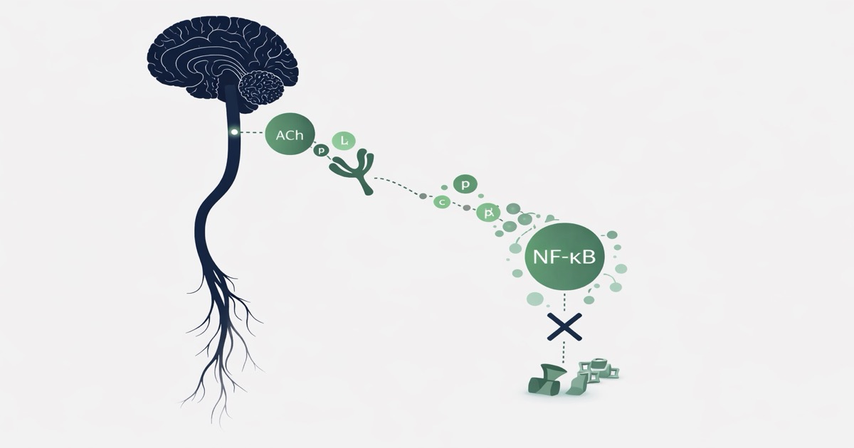 Schéma du nerf vague et de sa connexion aux macrophages — voie cholinergique anti-inflammatoire