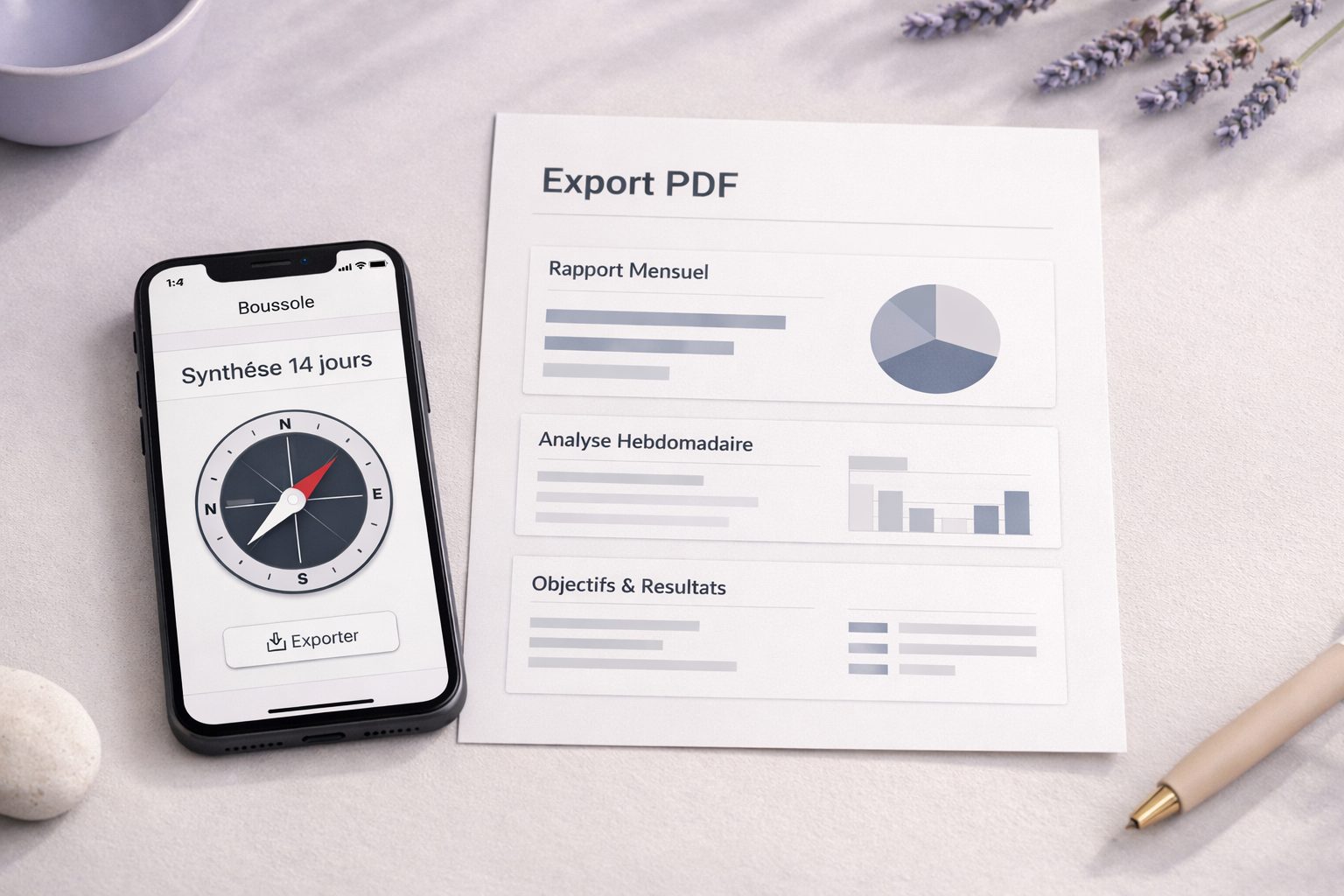 Export PDF du rapport Boussole pour la consultation médicale