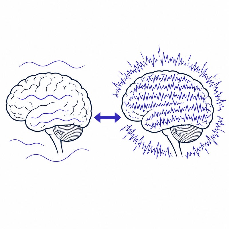 Illustration comparant un cerveau sous-activé et un cerveau en surchauffe